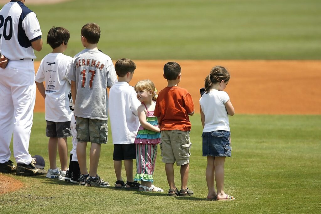 national anthem, baseball game, baseball fans, children, pre-game, baseball diamond, baseball, college, fans, singing, anthem, line, watching, spectator, young, supporter, national anthem, national anthem, national anthem, national anthem, national anthem, anthem