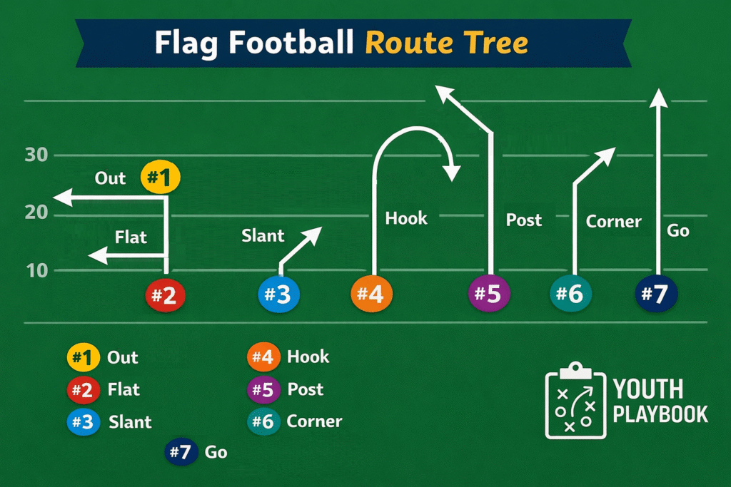 Flag football passing plays start with a solid route tree